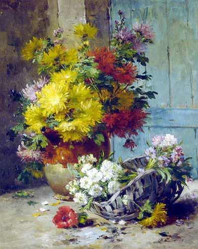 Eugene Henri Cauchois Still Life of Summer Flowers